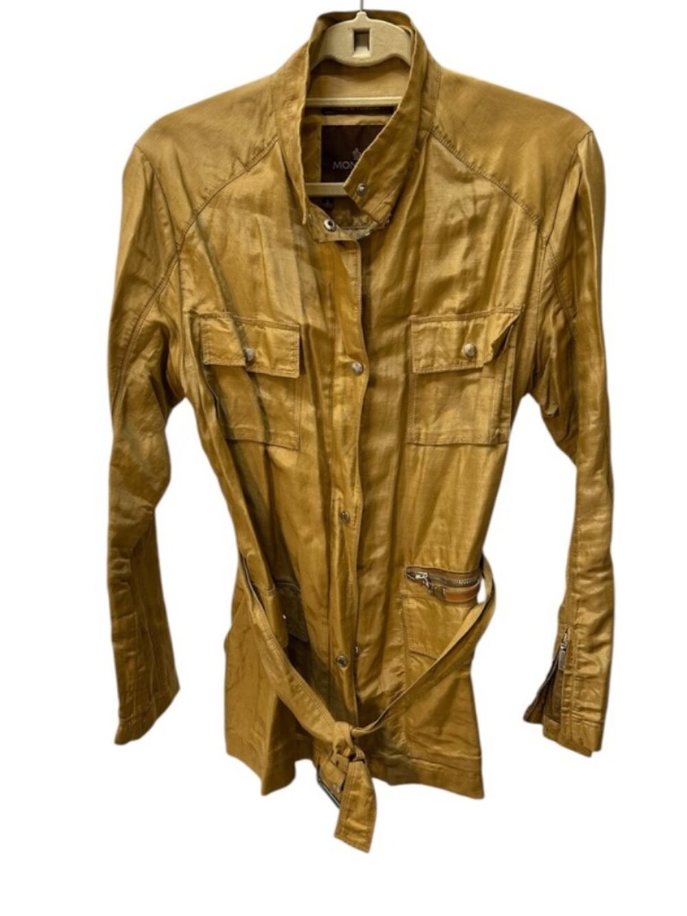 moncler camel khaki waxed cotton safari jacket 2 M